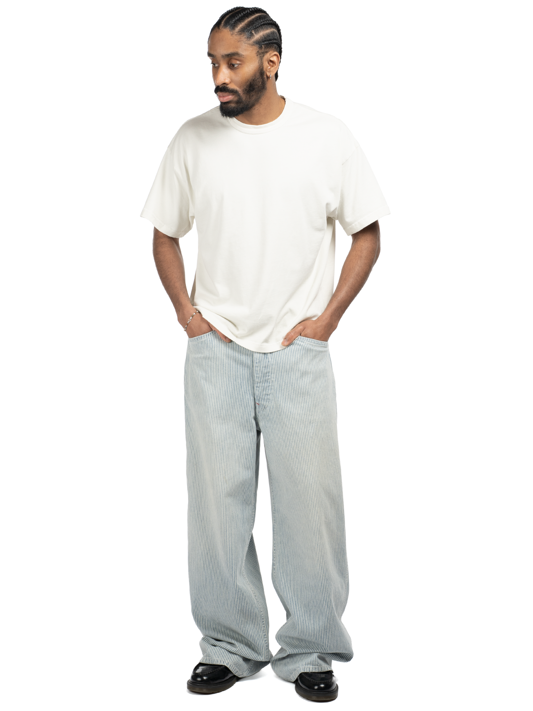 Hickory Stripe Service Pant - Faded Wash