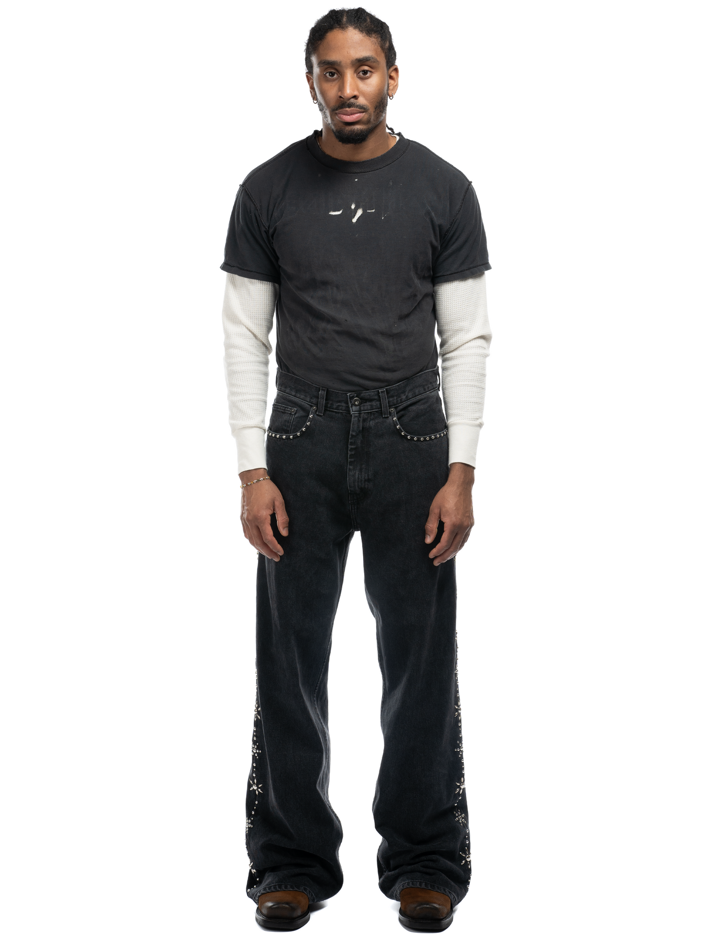 Serge Studded Loose Bootcut Jeans