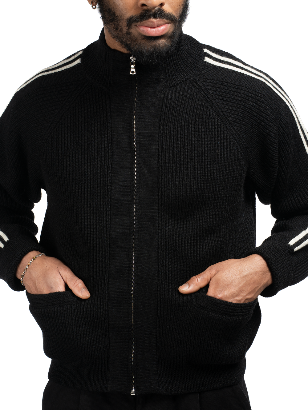Alexandra Knit Zip Sweater - Black