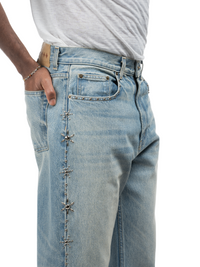 Studded Serge Loose Bootcut Jeans