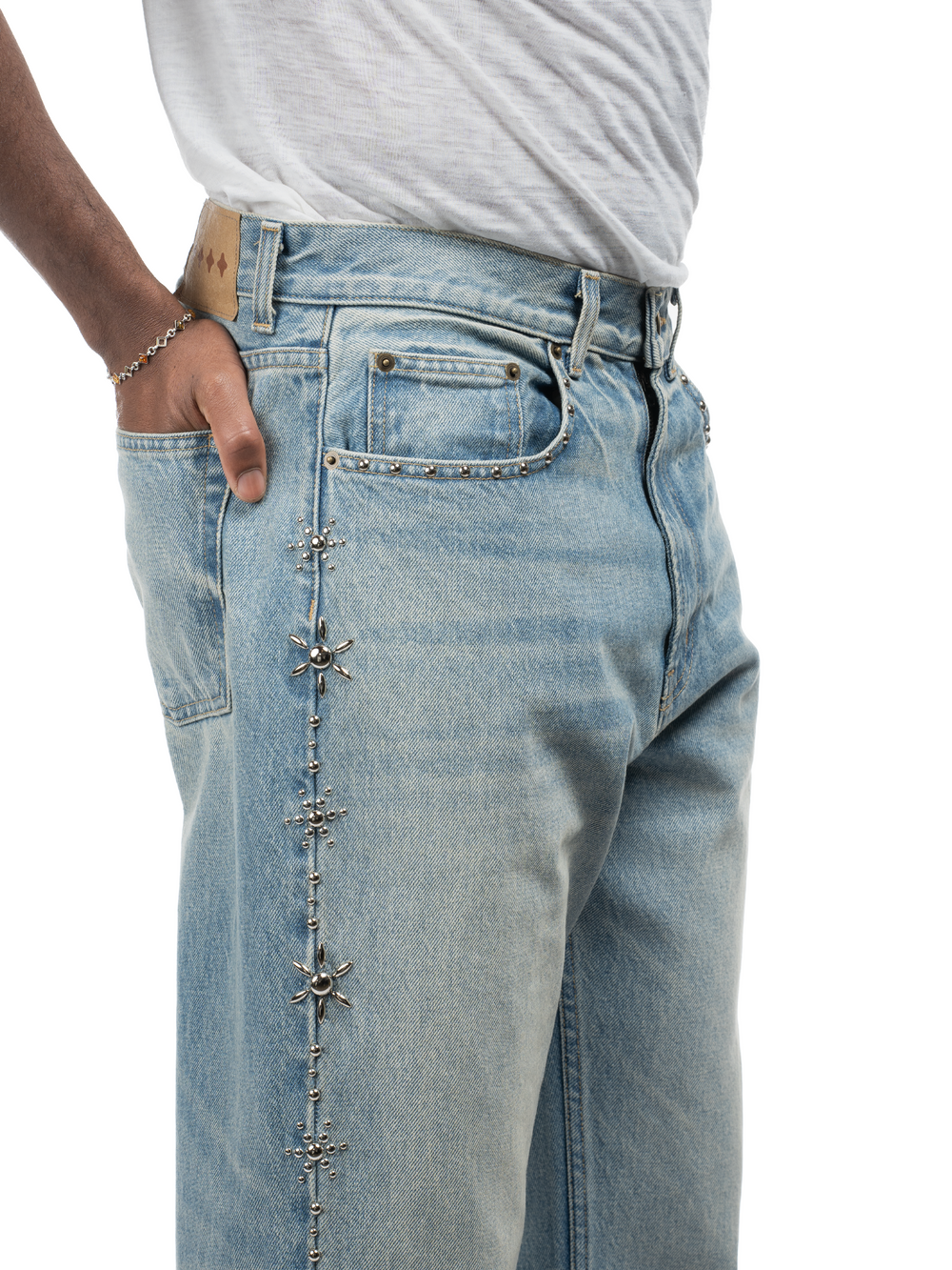 Studded Serge Loose Bootcut Jeans